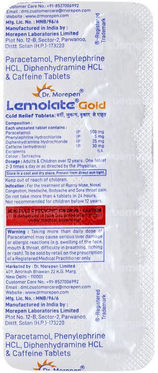 Lemolate Gold 5003210 Mg Tablet 10 - Uses, Side Effects, Dosage, Price ...
