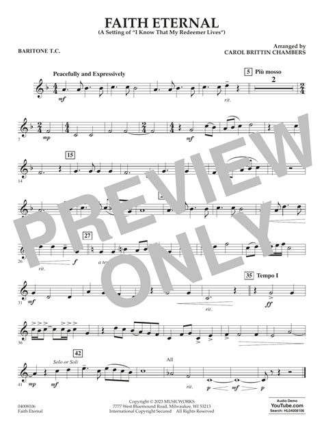 Faith Eternal - Baritone T.C. by Carol Brittin Chambers Sheet Music for ...