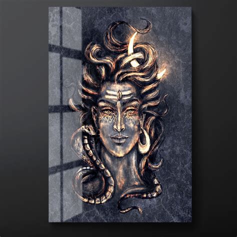 Buy Lord Shiva Tempered Glass Wall Art, Shiva Hinduism Glass Wall Decor ...
