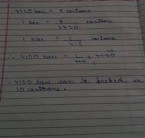 3320 bars of soap can be packed in 8 cartoons of the same size how many ...