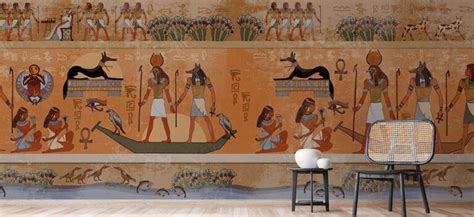 Egyptian Gods and Pharaohs Hieroglyphic Carvings Wallpaper Mural ...