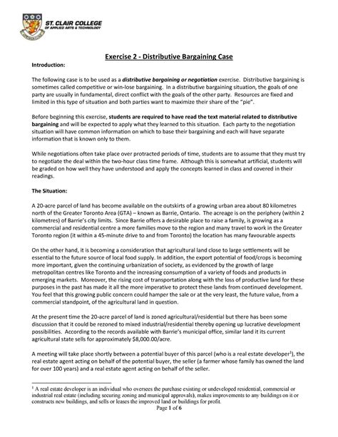 Distributive Case with solution - Exercise 2 - Distributive Bargaining ...