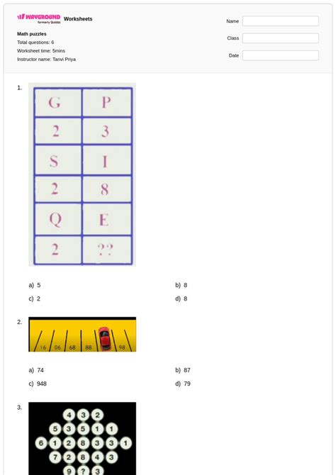 50+ Math Puzzles worksheets for Class 4 on Wayground | Free & Printable