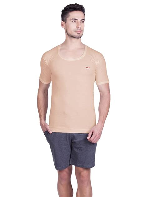 LUX VENUS Super Combed Cotton Rib Round Neck Half Sleeve Vest for Men ...