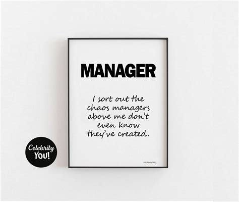 Manager Definition PRINTABLE Office Sign, Funny Management Motivational ...
