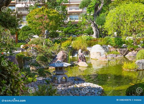 Jardin Japonais, Japanese Garden the Municipal Park on the Avenue Princess Grace. Designed by ...
