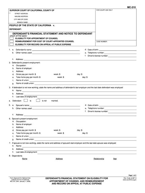 2009-2026 Form CA MC-210 - Blank Fillable Template | Fill Out, Print ...