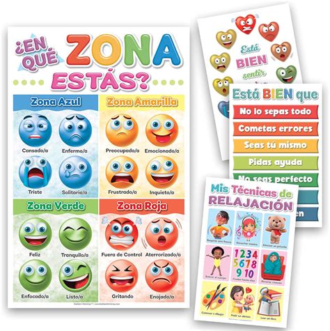 Amazon.com: DeeDee's Workshop 4 Spanish Feelings Chart For Kids ...