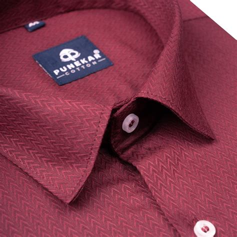 Maroon Color Dobby Cotton Satin Shirt For Men – Punekar Cotton