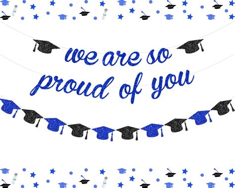 Buy Blue Glitter We are So Proud of You Banner - Graduation Banner Grad ...