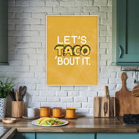 Let's Taco 'bout It Poster: Fun Art for Home Food Kitchen Decor Wall ...