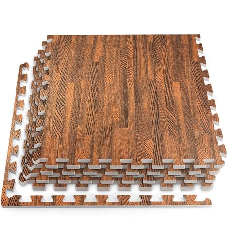 HomeCube USA 3/8 inch Thick Interlocking Wood Grain Foam Floor Tiles ...