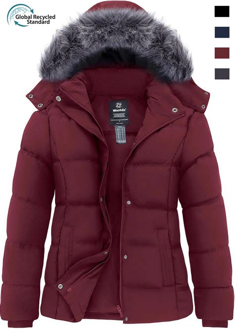 Wantdo Women's Plus Size Winter Jacket Quilted Winter Coat Windproof ...