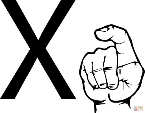 ASL Sign Language Letter X coloring page | Free Printable Coloring Pages