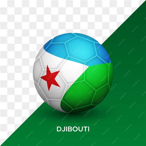 Realistische voetbal voetbal bal mockup met djibouti vlag 3d vector ...