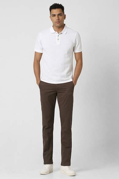 Buy Men Brown Solid Slim Fit Trousers Online - 39734470 | Van Heusen