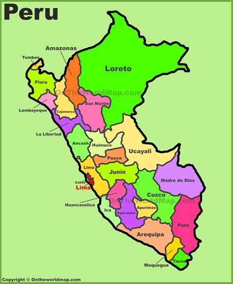 Mapa De Peru Departamentos