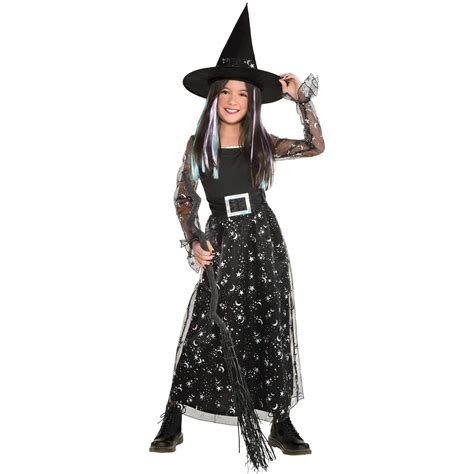 Kids' Celestial Witch Black Dress with Hat Halloween Costume, Assorted ...