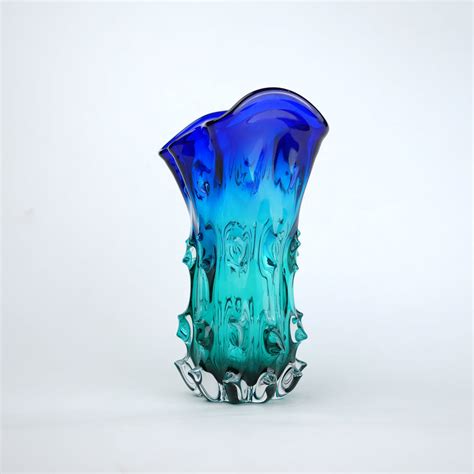 Blue Teal Wave Glass Vase for Modern Décor Spaces | Buy Glass Vases ...