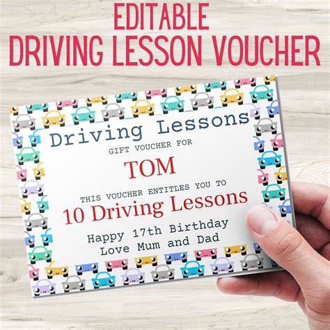 Image result for Driving Lessons Gift Voucher Template