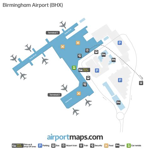 Birmingham Airport (BHX) – terminal map with gates | Airportmaps.com