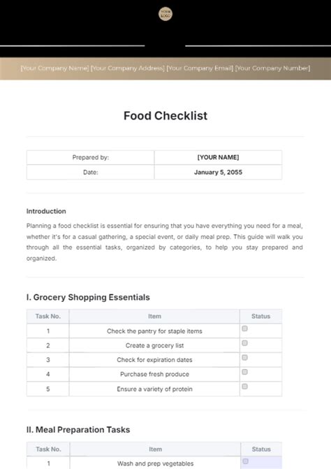 Food Menu Checklist Template 的图像结果