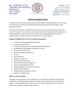 Fillable Online St Joseph's Ns Critical Incident Policy 2023 Fax Email ...