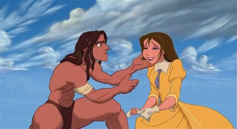 Jane finally got her glove back from Tarzan as Tarzan is about to kiss ...