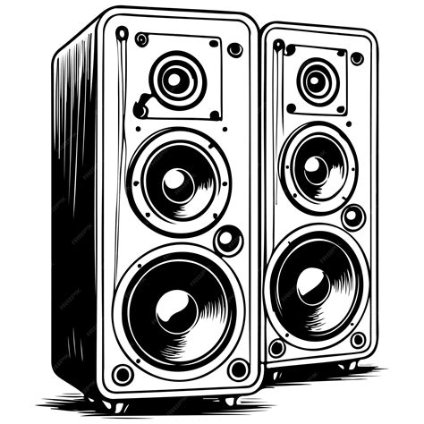 Ink cartoon speakers drawing realistic hand drawing line art pencil ...