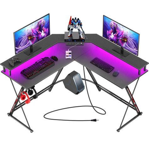 Buy SEVEN WARRIOR Wood Gaming Desk 50.4" With Led Lights & Power ...