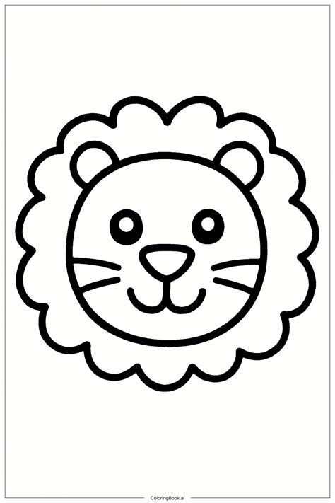 Lion Face Smile Coloring Page (Free PDF&PNG Printable)