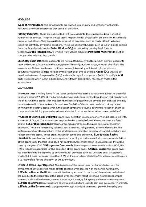 Ehs - imp questions - MODULE- Types of Air Pollutants: The air ...