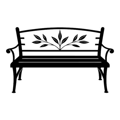 Garden bench black vector silhouette | Premium AI-generated vector