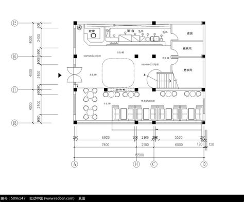大型咖啡馆设计平面图-房天下装修效果图