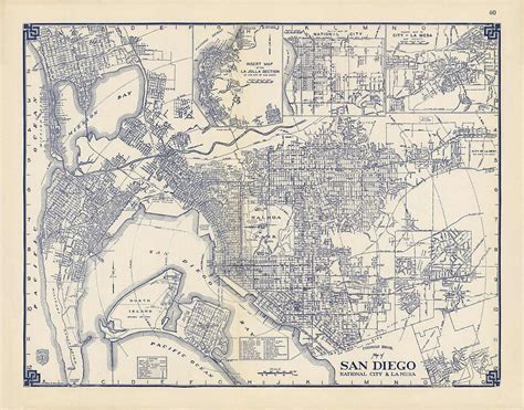Old Map of San Diego, 1938 by Thomas Bros - National City, La Jolla, L – The Unique Maps Co.