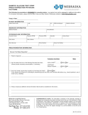 Fillable Online Diabetic Glucose Test Strip Preauthorization Physician ...