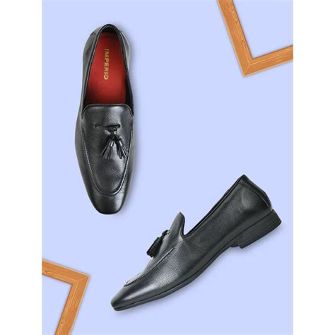 Buy Imperio Black Men Formal Leather Tasselled Slip Ons Online