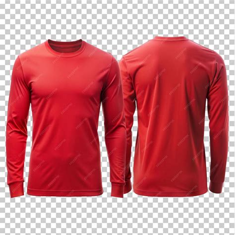 Premium PSD | Long sleeve plain red t shirt design with front and back view