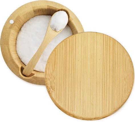 Amazon.com: ThougrLyh Salt Box with Lid and Spoon Bamboo Container ...