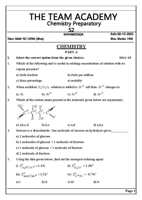 S2 Preparatory Chemistry Exam Notes - Sri Chaitanya Institutions - Studocu
