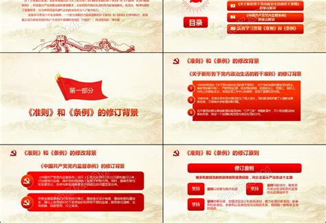 中国共产党党内监督条例ppt模板-党课PPT模板-觅知网