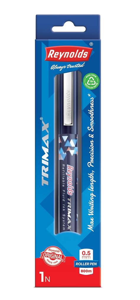 Reynolds TRIMAX 1 CT BLACK | Roller Ball Point Pen set With Comfortable ...
