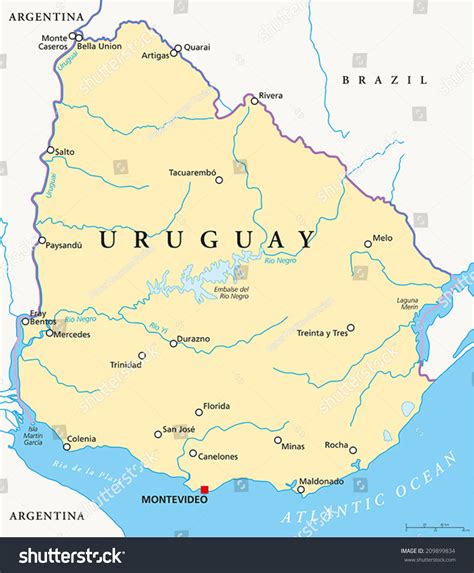 Uruguay Political Map Capital Montevideo National Stock Vector 209899834 - Shutterstock