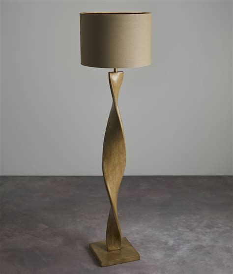 Scandi-Style Whirled Wood Effect Base Floor Lamp with Shade