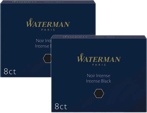 WATERMAN PARIS Fountain Pen Ink Cartridges Refill Intense Black Pack of ...