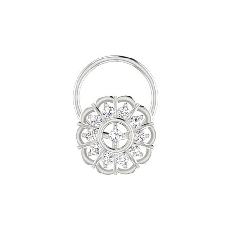 Buy Avsar 18K White Gold & Certified Diamond Nosering For Women's/Girls ...