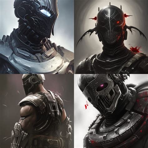 Armored anti-hero wearing blacked-out body armor covered in blood ...