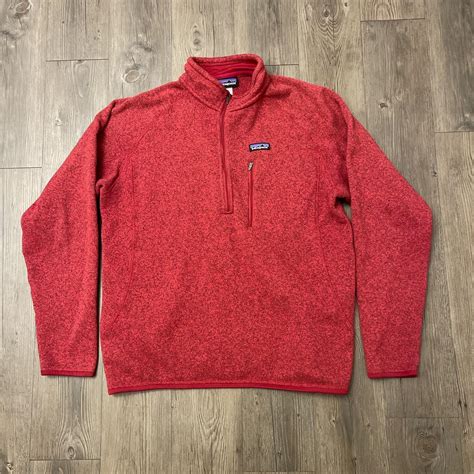 Patagonia Red Quarter Zip Fleece Size Large Nice... - Depop