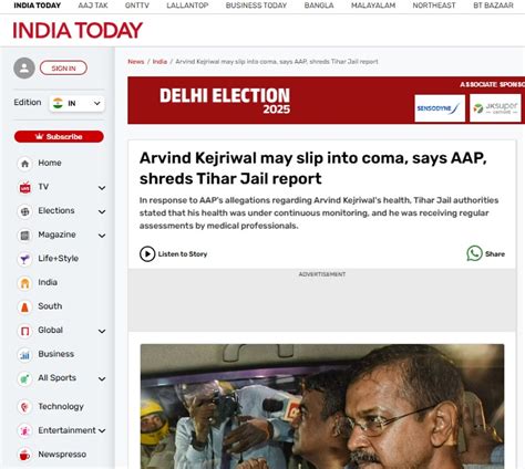 Fact Check: Old News Flash On Kejriwal’s Deteriorating Health In Tihar ...