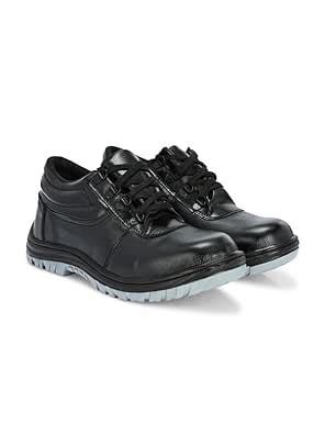Buy JK Steel Men's Black Genuine Leather Safety Shoes Comfortable Fit ...